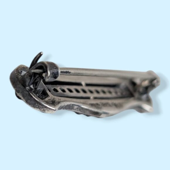 Antique Birks Sterling Crystal Bar Brooch - Picture 7 of 9